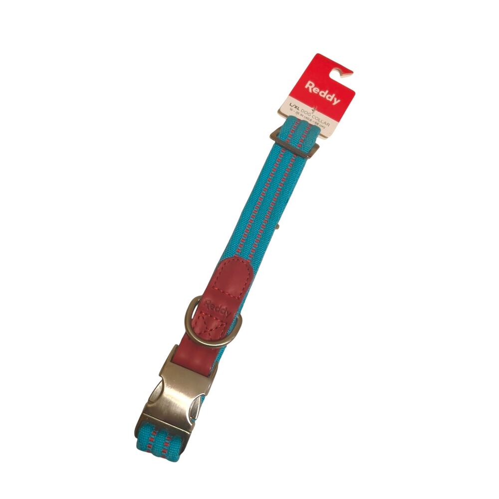 Reddy Dog Collar Cerulean Blue Red Webbed Stitch Style Dog Size L / XL NEW